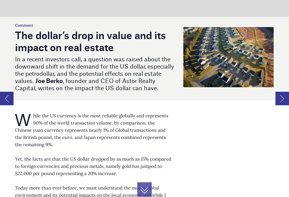 Value Drop The dollar’s drop in value and its impact on real estate - Private ...